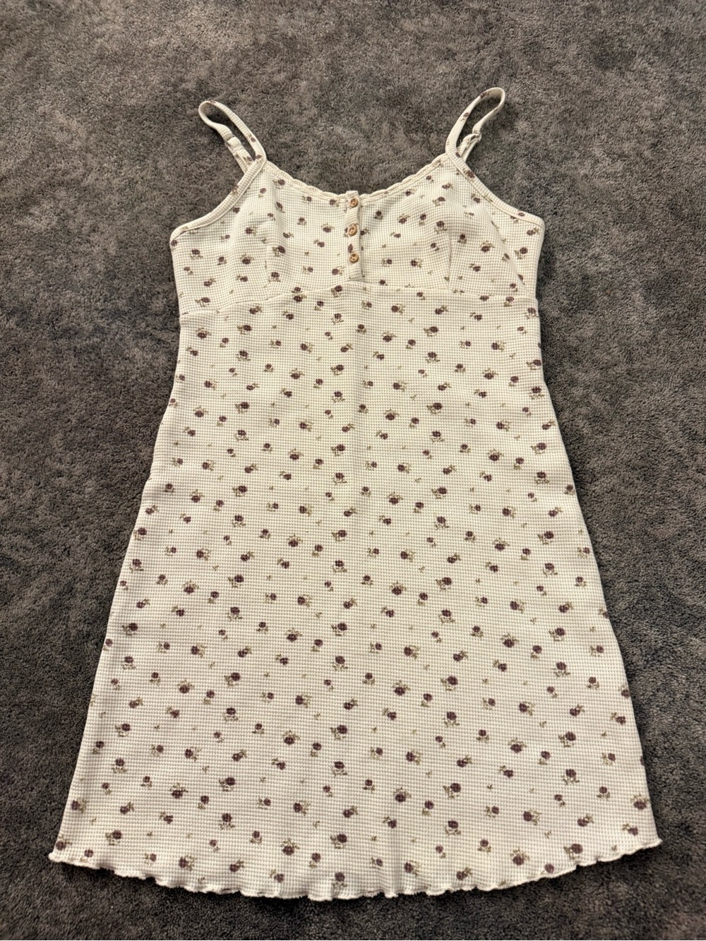 Kirious Los Angeles Cream Waffle-Knit Floral Dress
